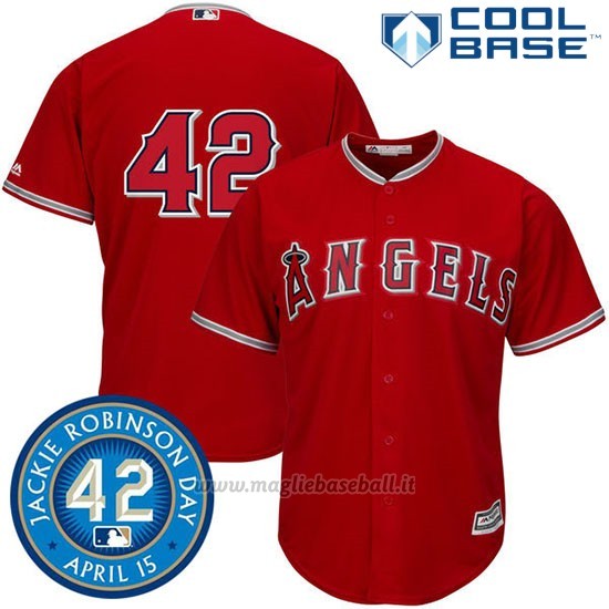 Maglia Baseball Uomo Los Angeles Angels Jackie Robinson Cool Base Rosso Majestic